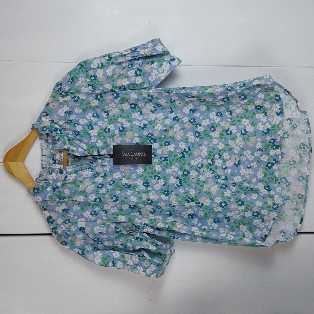 Sara Campbell |The Agatha Blouse Limited Ed. Floral Blue Cottagecore Prairie S
